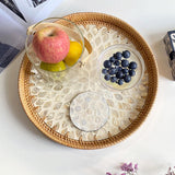 Maxbell Rattan Serving Basket Bamboo Dried Fruit Storage Tray for Bread Fruit Snacks Gold