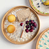 Maxbell Rattan Serving Basket Bamboo Dried Fruit Storage Tray for Bread Fruit Snacks Gold