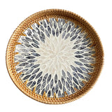 Maxbell Rattan Serving Basket Bamboo Dried Fruit Storage Tray for Bread Fruit Snacks Gray