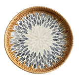 Maxbell Rattan Serving Basket Bamboo Dried Fruit Storage Tray for Bread Fruit Snacks Gray