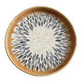 Maxbell Rattan Serving Basket Bamboo Dried Fruit Storage Tray for Bread Fruit Snacks Gray