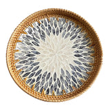 Maxbell Rattan Serving Basket Bamboo Dried Fruit Storage Tray for Bread Fruit Snacks Gray