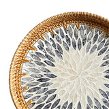 Maxbell Rattan Serving Basket Bamboo Dried Fruit Storage Tray for Bread Fruit Snacks Gray