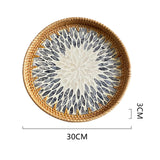 Maxbell Rattan Serving Basket Bamboo Dried Fruit Storage Tray for Bread Fruit Snacks Gray