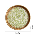 Maxbell Rattan Serving Basket Bamboo Dried Fruit Storage Tray for Bread Fruit Snacks Green