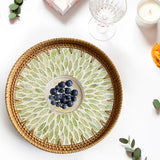 Maxbell Rattan Serving Basket Bamboo Dried Fruit Storage Tray for Bread Fruit Snacks Green