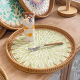 Maxbell Rattan Serving Basket Bamboo Dried Fruit Storage Tray for Bread Fruit Snacks Green