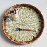 Maxbell Rattan Serving Basket Bamboo Dried Fruit Storage Tray for Bread Fruit Snacks Green