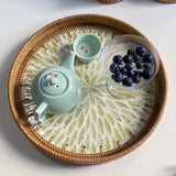 Maxbell Rattan Serving Basket Bamboo Dried Fruit Storage Tray for Bread Fruit Snacks Green