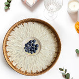 Maxbell Rattan Serving Basket Bamboo Dried Fruit Storage Tray for Bread Fruit Snacks Khaki