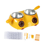 Maxbell Furnace Machine with Double Bowls Electric Chocolate Fondue for Candy Cheese Yellow