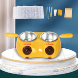 Maxbell Furnace Machine with Double Bowls Electric Chocolate Fondue for Candy Cheese Yellow