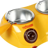 Maxbell Furnace Machine with Double Bowls Electric Chocolate Fondue for Candy Cheese Yellow