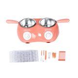 Maxbell Furnace Machine with Double Bowls Electric Chocolate Fondue for Candy Cheese Pink
