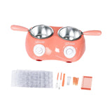 Maxbell Furnace Machine with Double Bowls Electric Chocolate Fondue for Candy Cheese Pink