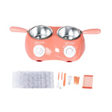 Maxbell Furnace Machine with Double Bowls Electric Chocolate Fondue for Candy Cheese Pink