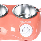 Maxbell Furnace Machine with Double Bowls Electric Chocolate Fondue for Candy Cheese Pink