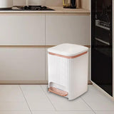 Maxbell Bathroom Trash Can with Foot Pedal and Press Type Lid for Study Laundry Room White   9L