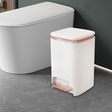 Maxbell Bathroom Trash Can with Foot Pedal and Press Type Lid for Study Laundry Room White 12l