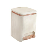 Maxbell Bathroom Trash Can with Foot Pedal and Press Type Lid for Study Laundry Room Milky White 9L