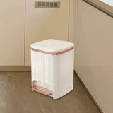 Maxbell Bathroom Trash Can with Foot Pedal and Press Type Lid for Study Laundry Room Milky White 9L