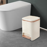 Maxbell Bathroom Trash Can with Foot Pedal and Press Type Lid for Study Laundry Room Milky White 9L