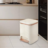 Maxbell Bathroom Trash Can with Foot Pedal and Press Type Lid for Study Laundry Room Milky White 9L