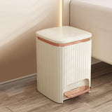 Maxbell Bathroom Trash Can with Foot Pedal and Press Type Lid for Study Laundry Room Milky White 9L