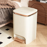 Maxbell Bathroom Trash Can with Foot Pedal and Press Type Lid for Study Laundry Room Milky White 12L