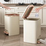 Maxbell Bathroom Trash Can with Foot Pedal and Press Type Lid for Study Laundry Room Milky White 12L