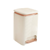 Maxbell Bathroom Trash Can with Foot Pedal and Press Type Lid for Study Laundry Room Milky White 12L