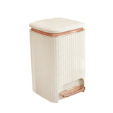 Maxbell Bathroom Trash Can with Foot Pedal and Press Type Lid for Study Laundry Room Milky White 12L