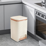 Maxbell Bathroom Trash Can with Foot Pedal and Press Type Lid for Study Laundry Room Milky White 12L
