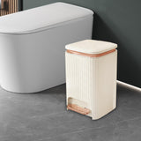 Maxbell Bathroom Trash Can with Foot Pedal and Press Type Lid for Study Laundry Room Milky White 12L