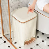 Maxbell Bathroom Trash Can with Foot Pedal and Press Type Lid for Study Laundry Room Milky White 12L