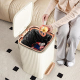 Maxbell Bathroom Trash Can with Foot Pedal and Press Type Lid for Study Laundry Room Milky White 12L