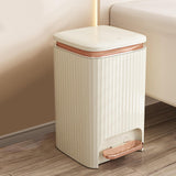 Maxbell Bathroom Trash Can with Foot Pedal and Press Type Lid for Study Laundry Room Milky White 12L