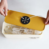 Maxbell Power Strip Box Desktop with Holes Cord Box Hider for Home Adapters USB Hubs Orange Lid