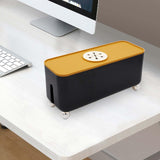 Maxbell Power Strip Box Desktop with Holes Cord Box Hider for Home Adapters USB Hubs Black