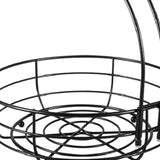 Maxbell Fruit Basket with Banana Hanger Iron 2 Tier for Kitchen Counter Dining Table Black