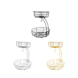 Maxbell Fruit Basket with Banana Hanger Iron 2 Tier for Kitchen Counter Dining Table Black