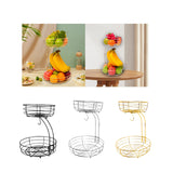 Maxbell Fruit Basket with Banana Hanger Iron 2 Tier for Kitchen Counter Dining Table Black