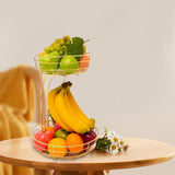 Maxbell Fruit Basket with Banana Hanger Iron 2 Tier for Kitchen Counter Dining Table Gold