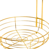 Maxbell Fruit Basket with Banana Hanger Iron 2 Tier for Kitchen Counter Dining Table Gold