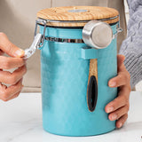 Maxbell Storage Jar with Lid Tea Leaves Storage Can for Restaurant Home Coffee Beans Blue