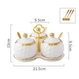 Maxbell 3Pcs Ceramic Spice Jars Condiment Jars for Restaurants Sugar Kitchen Counter White