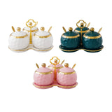 Maxbell 3Pcs Ceramic Spice Jars Condiment Jars for Restaurants Sugar Kitchen Counter White