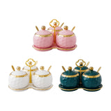 Maxbell 3Pcs Ceramic Spice Jars Condiment Jars for Restaurants Sugar Kitchen Counter White