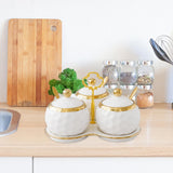 Maxbell 3Pcs Ceramic Spice Jars Condiment Jars for Restaurants Sugar Kitchen Counter White