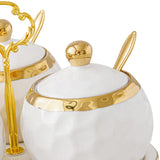 Maxbell 3Pcs Ceramic Spice Jars Condiment Jars for Restaurants Sugar Kitchen Counter White